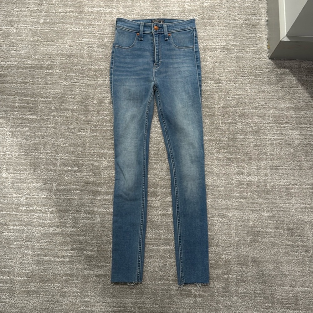 New Abercrombie & Fitch Simone High Rise Jegging Raw Ankle Jeans Sz 24 0…